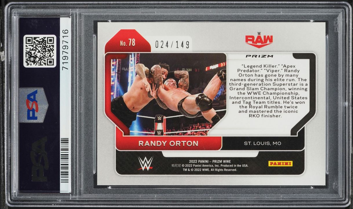 2022 Panini Prizm WWE Purple Randy Orton /149 #78 PSA 10 GEM MINT