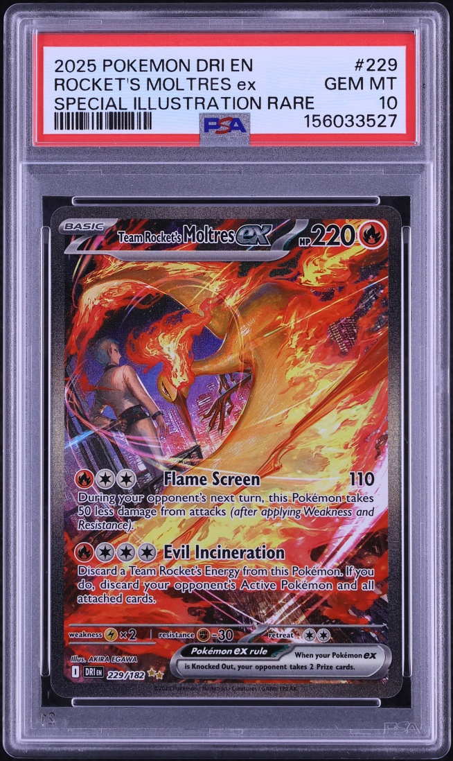 2025 Pokemon Scarlet & Violet Destined Rivals SIR Team Rocket's Moltres ex #229 PSA 10 GEM MINT