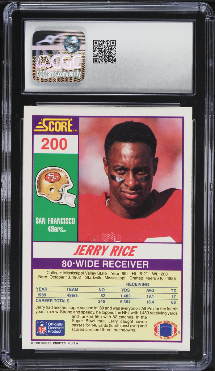 1990 Score Football Jerry Rice #200 CGC 8.5 NM-MT+