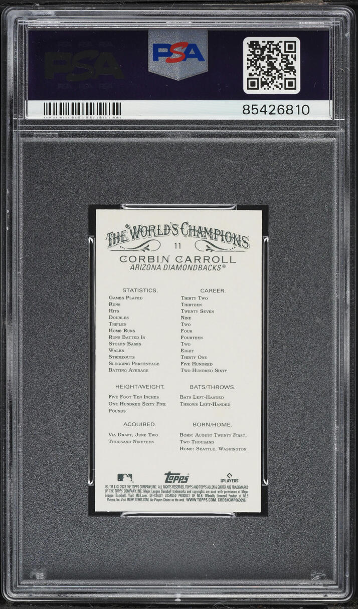2023 Topps Allen & Ginter Mini Corbin Carroll ROOKIE #11 PSA 10 GEM MINT