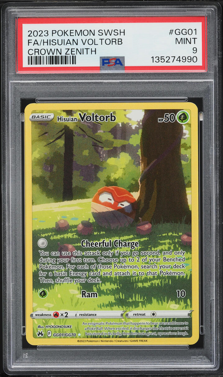2023 Pokemon Sword & Shield Crown Zenith Full Art Hisuian Voltorb #GG01 PSA 9 MINT