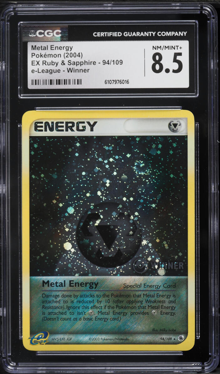 2004 Pokemon EX Ruby & Sapphire e-League Winner Metal Energy #94 CGC 8.5 NM-MT+