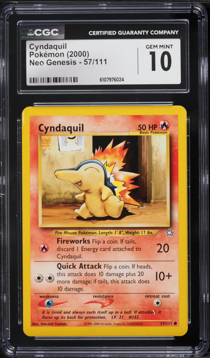 2000 Pokemon Neo Genesis Cyndaquil #57 CGC 10 GEM MINT