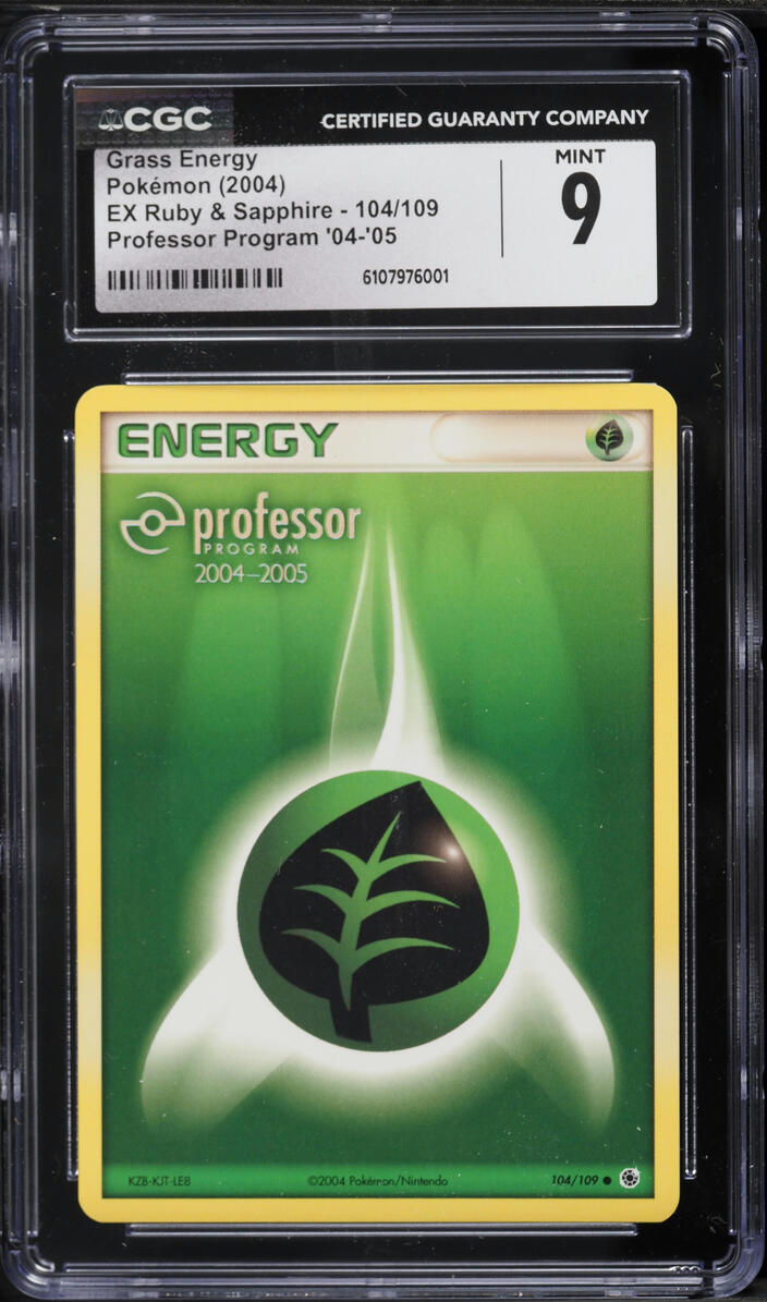 2004 Pokemon EX Ruby & Sapphire Professor Program Grass Energy #104 CGC 9 MINT