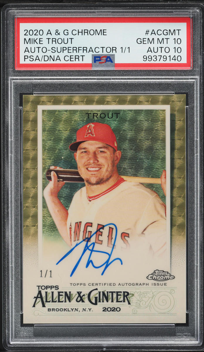 2020 Topps Chrome Allen & Ginter Superfractor Mike Trout AUTO DNA 10 1/1 #ACG-MT PSA 10 GEM