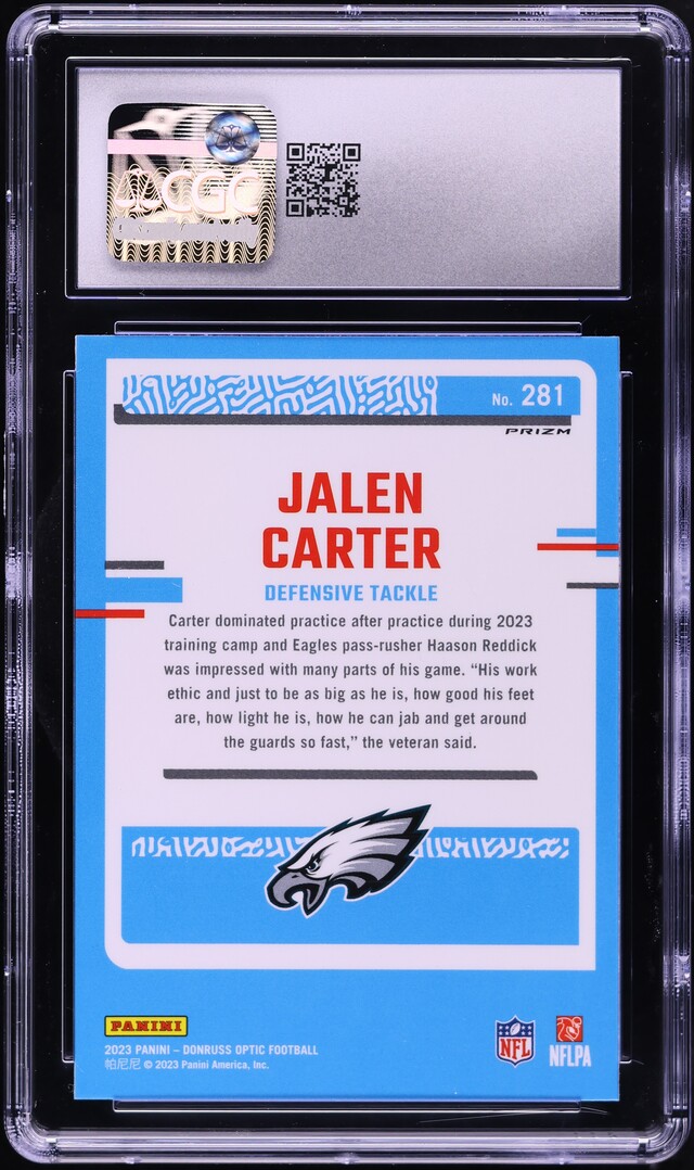 2023 Donruss Optic Purple Shock Jalen Carter ROOKIE #281 CGC 10 GEM MINT