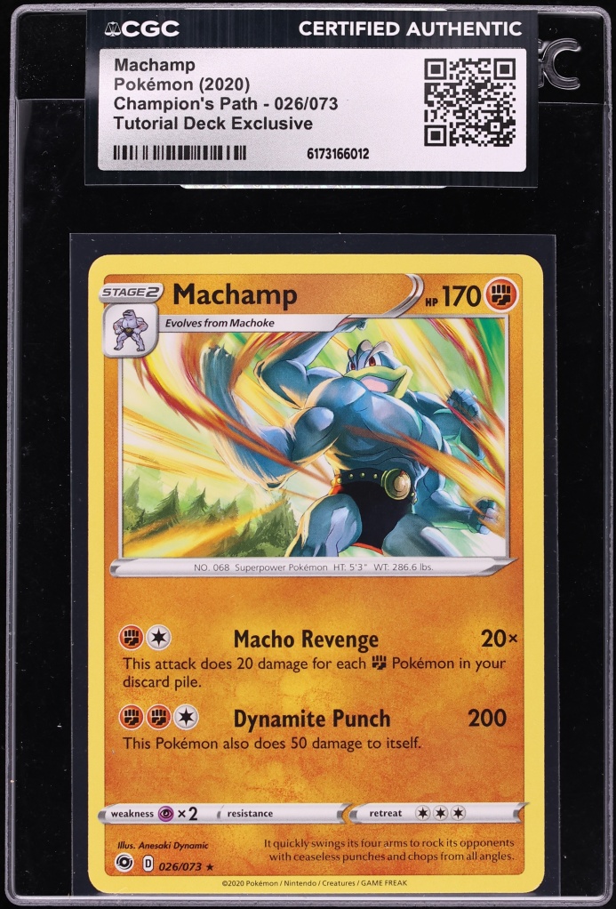 2020 Pokemon Sword & Shield Champion's Path Tutorial Deck Exclusive Machamp #026 CGC AUTH