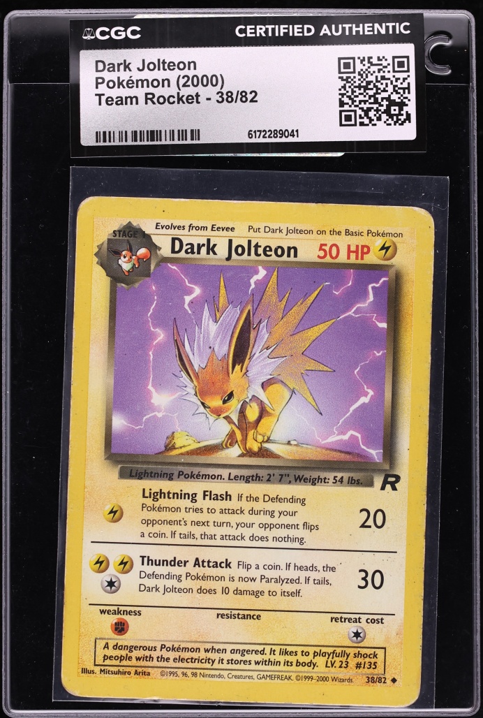 2000 Pokemon Team Rocket Dark Jolteon #38 CGC AUTH