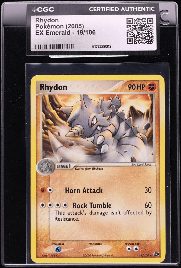 2005 Pokemon EX Emerald Rhydon #19 CGC AUTH