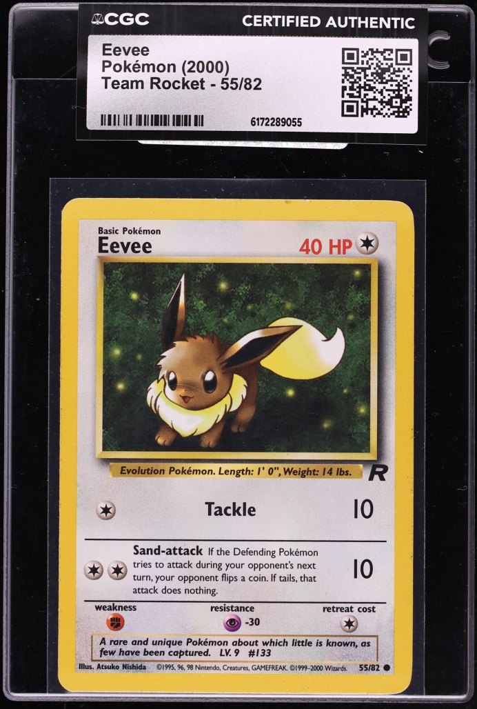 2000 Pokemon Team Rocket Eevee #55 CGC AUTH