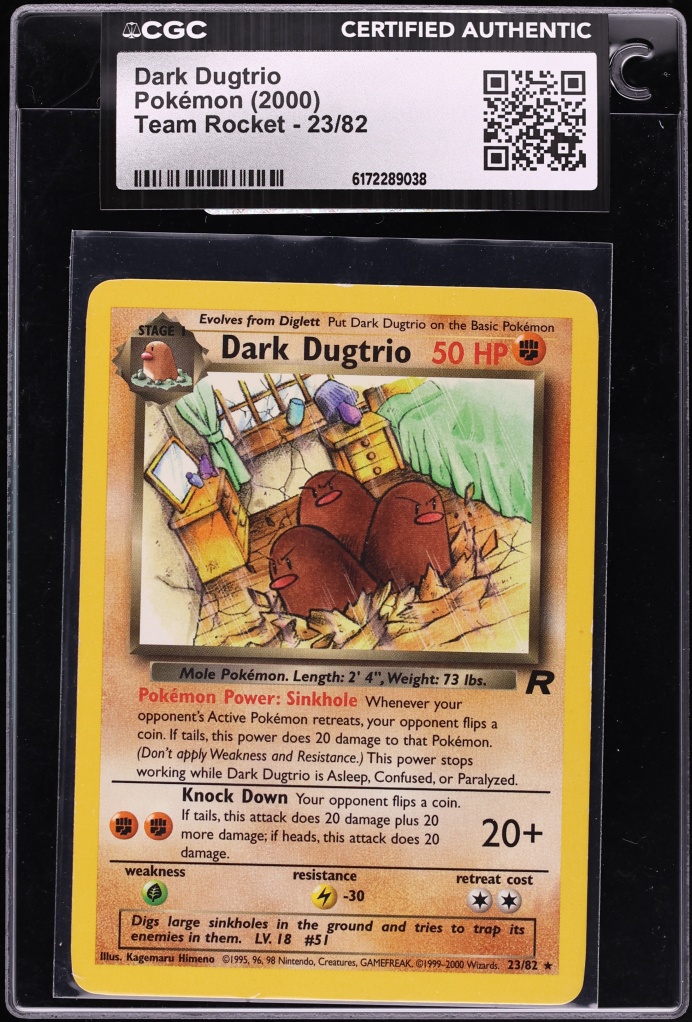 2000 Pokemon Team Rocket Dark Dugtrio #23 CGC AUTH