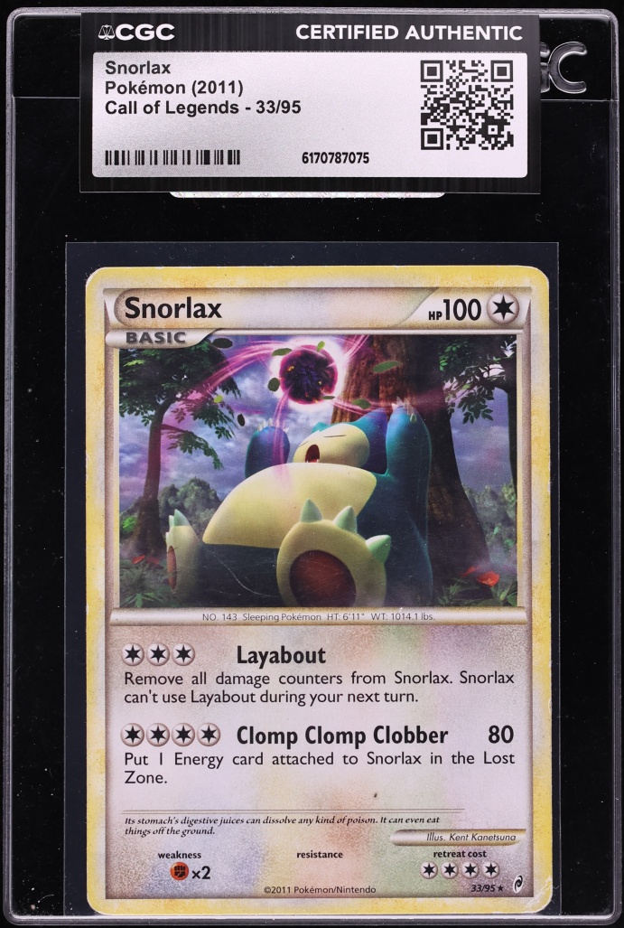 2011 Pokemon Call Of Legends Snorlax #33 CGC AUTH