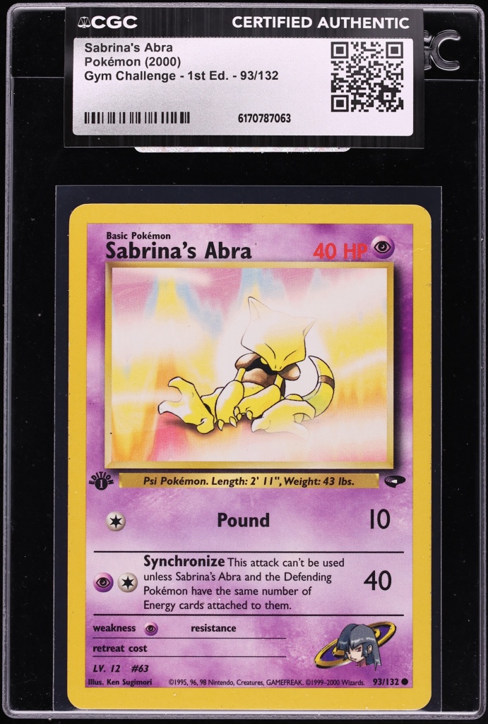 2000 Pokemon Gym Challenge 1st Edition Sabrina's Abra #93 CGC AUTH