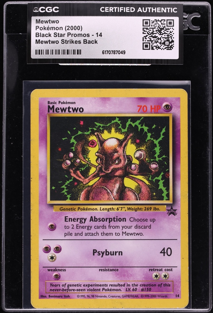 2000 Pokemon Black Star Promo Mewtwo Strikes Back Mewtwo #14 CGC AUTH