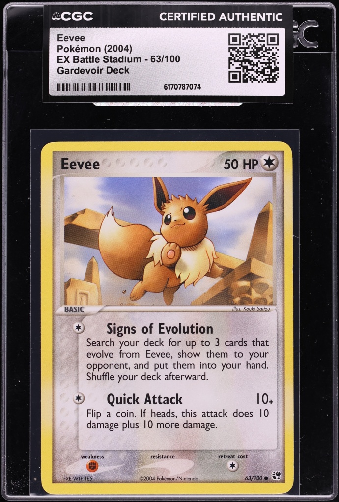 2004 Pokemon EX Battle Stadium Gardevoir Deck Eevee #63 CGC AUTH