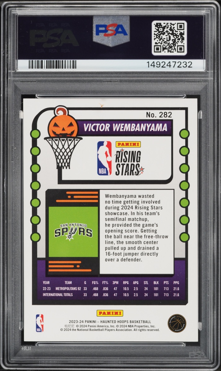 2023 Hoops Haunted Orange Victor Wembanyama ROOKIE #282 PSA 9 MINT