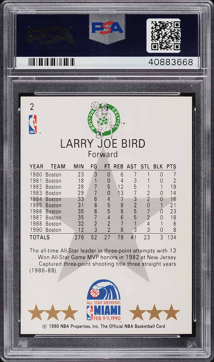 1990 Hoops Larry Bird ALL-STAR #2 PSA 6 EXMT