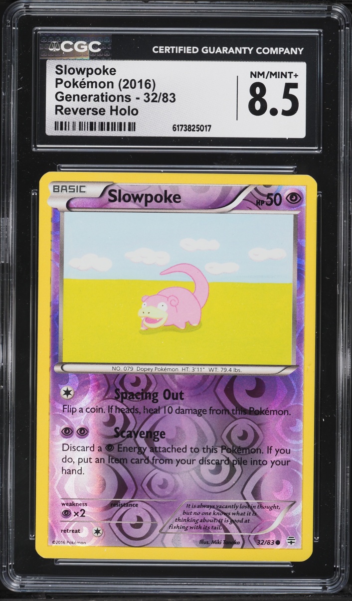 2016 Pokemon XY Generations Reverse Holo Slowpoke #32 CGC 8.5 NM-MT+