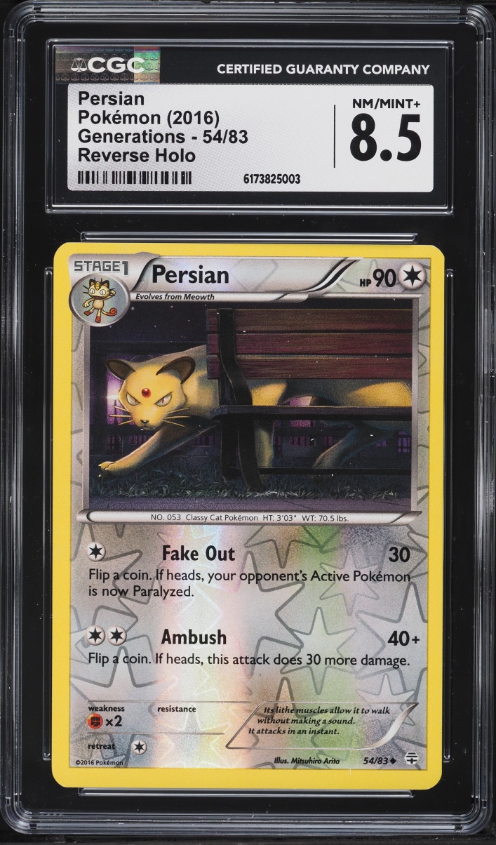 2016 Pokemon XY Generations Reverse Holo Persian #54 CGC 8.5 NM-MT+