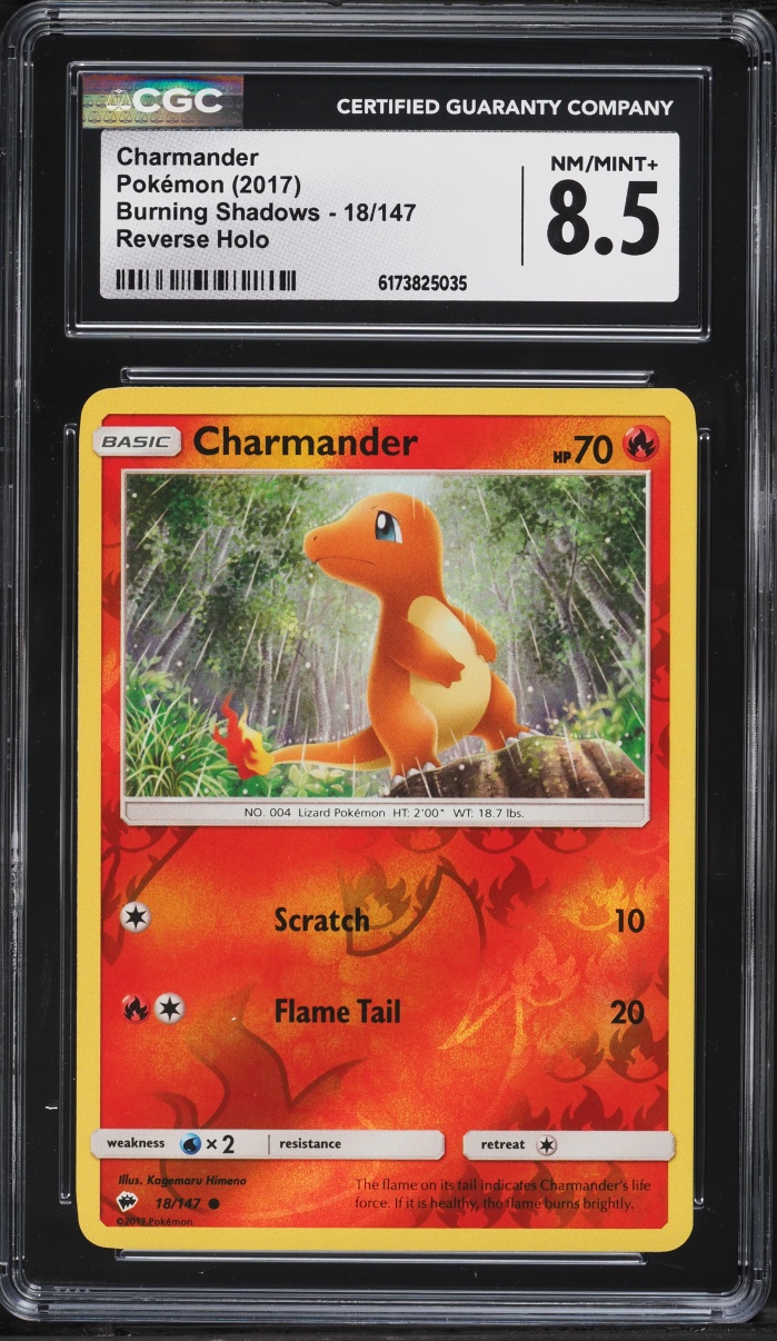 2017 Pokemon Sun & Moon Burning Shadows Reverse Holo Charmander #18 CGC 8.5 NM-MT+