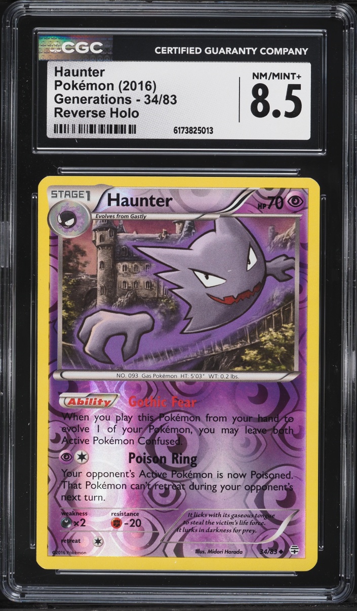 2016 Pokemon XY Generations Reverse Holo Haunter #34 CGC 8.5 NM-MT+