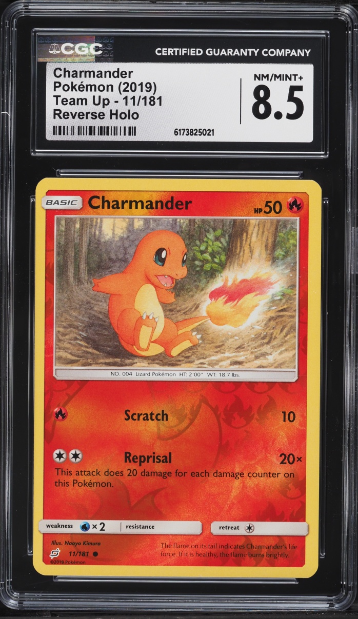 2019 Pokemon Sun & Moon Team Up Reverse Holo Charmander #11 CGC 8.5 NM-MT+
