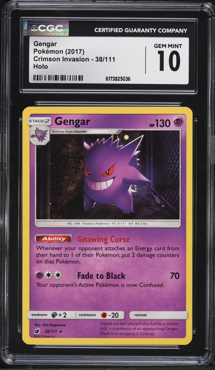 2017 Pokemon Sun & Moon Crimson Invasion Holo Gengar #38 CGC 10 GEM MINT