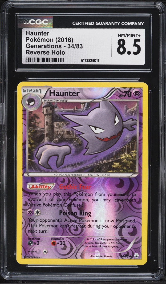 2016 Pokemon XY Generations Reverse Holo Haunter #34 CGC 8.5 NM-MT+