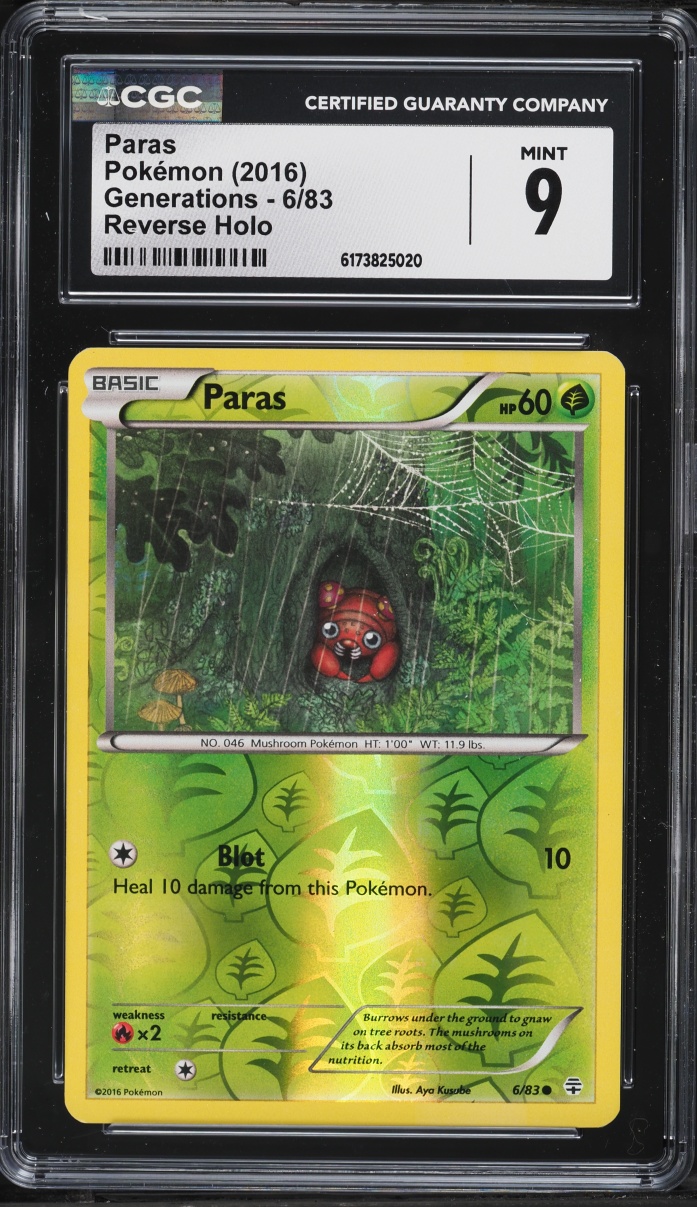 2016 Pokemon XY Generations Reverse Holo Paras #6 CGC 9 MINT