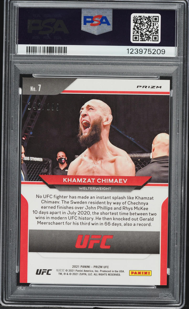 2021 Panini Prizm UFC Blue Khamzat Chimaev ROOKIE /199 #7 PSA 9 MINT