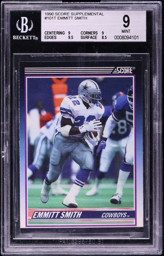 1990 Score Supplemental Emmitt Smith ROOKIE #101T BGS 9 MINT