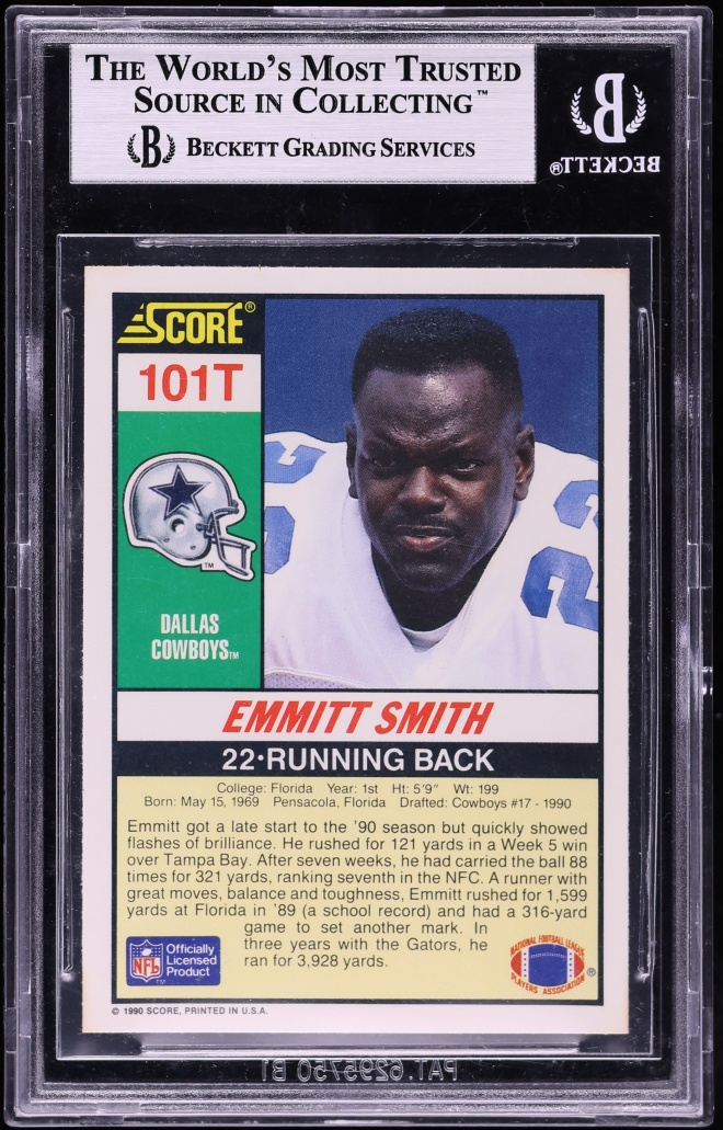1990 Score Supplemental Emmitt Smith ROOKIE #101T BGS 9 MINT