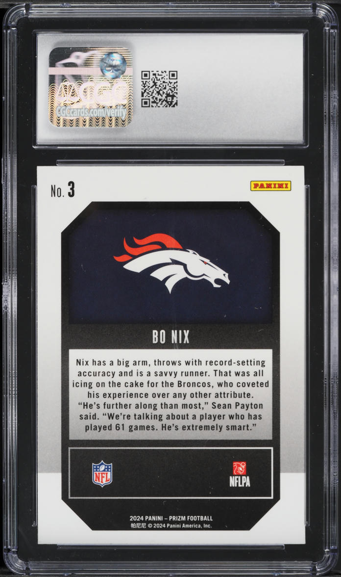 2024 Panini Prizm Emergent Bo Nix ROOKIE #3 CGC 10 GEM MINT