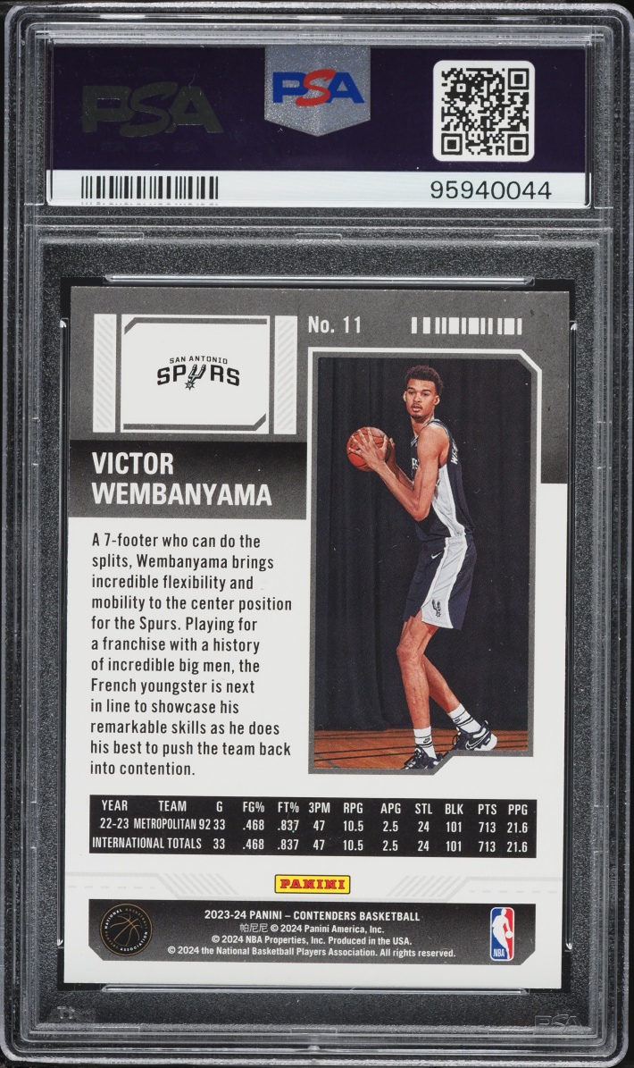 2023 Panini Contenders Ticket Victor Wembanyama ROOKIE #11 PSA 10 GEM MINT