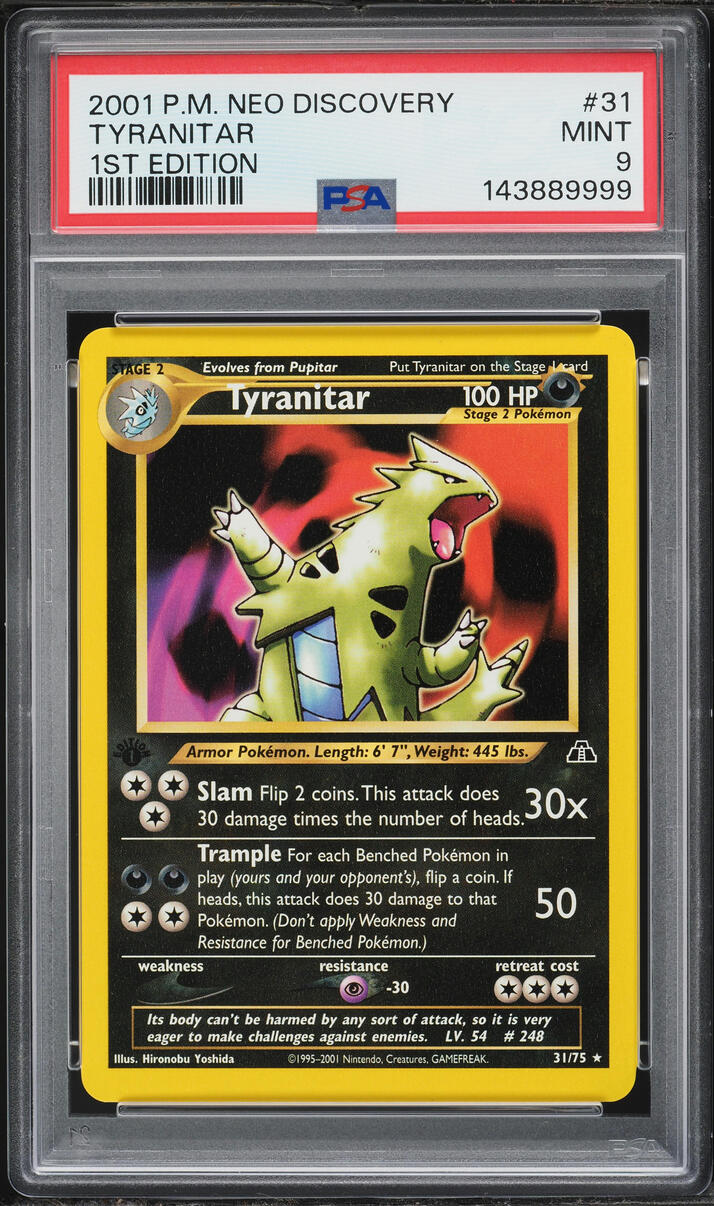 2001 Pokemon Neo Discovery 1st Edition Tyranitar #31 PSA 9 MINT