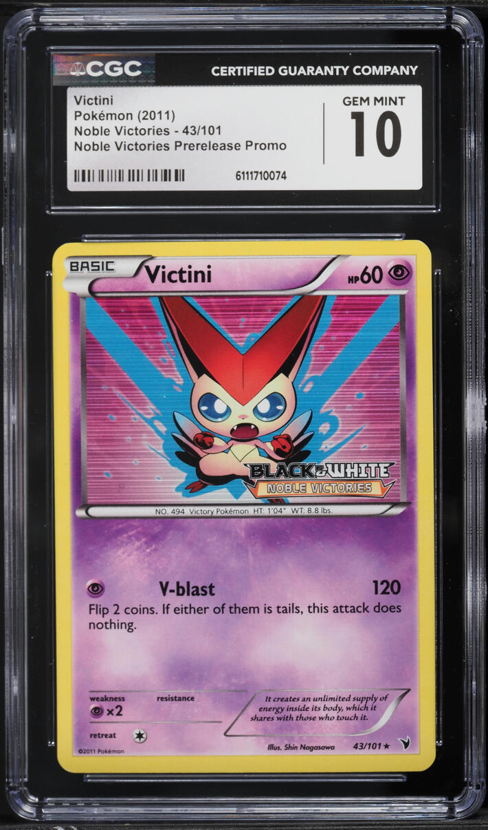 2011 Pokemon Black & White Promo Noble Victories Prerelease Victini #43 CGC 10 GEM MINT
