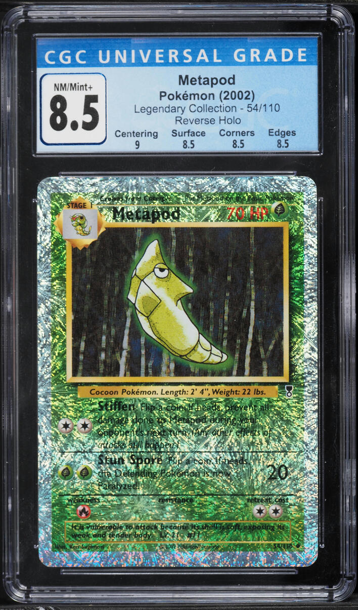 2002 Pokemon Legendary Collection Reverse Holo Metapod #54 CGC 8.5 NM-MT+