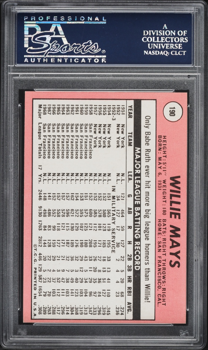 1969 Topps Willie Mays #190 PSA 8 NM-MT