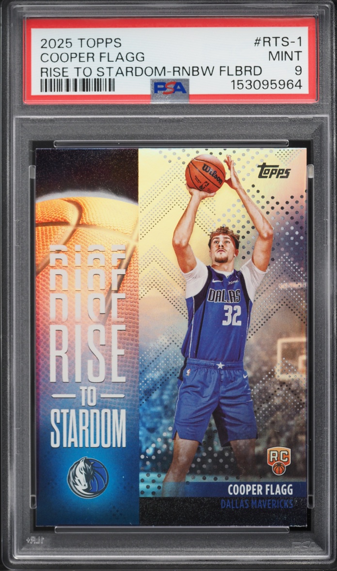 2025 Topps Rise To Stardom Rainbow Foilboard Cooper Flagg ROOKIE #RTS-1 PSA 9 MINT