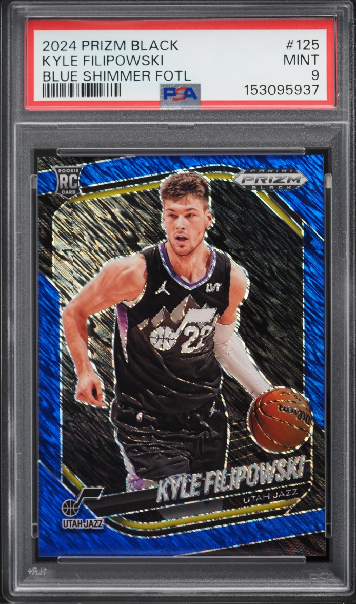 2024 Panini Prizm Black Blue Shimmer FOTL Kyle Filipowski ROOKIE JERSEY # 22/35 #125 PSA 9 MINT