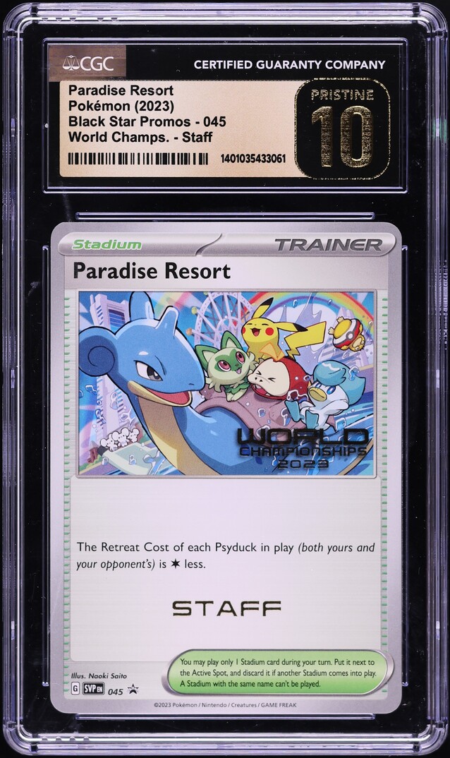 2023 Pokemon SV Black Star World Championships Staff Paradise Resort #45 CGC 10 PRISTINE