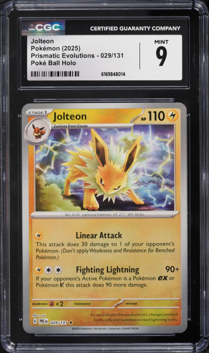 2025 Pokemon Scarlet & Violet Prismatic Evolutions Poke Ball Holo Jolteon #29 CGC 9 MINT