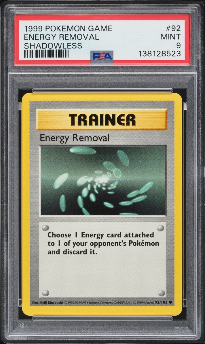 1999 Pokemon Base Set Shadowless Energy Removal #92 PSA 9 MINT