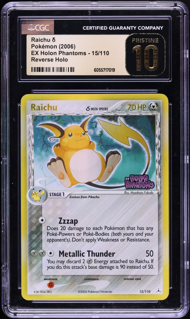 2006 Pokemon EX Holon Phantoms Reverse Holo Raichu #15 CGC 10 PRISTINE