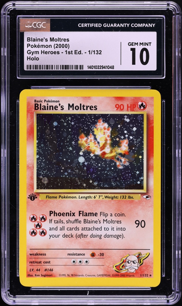 2000 Pokemon Gym Heroes 1st Edition Holo Blaine's Moltres #1 CGC 10 GEM MINT