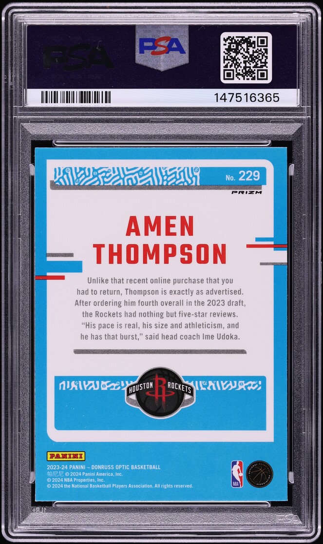 2023 Donruss Optic Holo Amen Thompson ROOKIE #229 PSA 6 EXMT