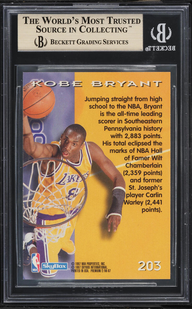 1996 Skybox Premium Kobe Bryant ROOKIE #203 BGS 9.5 GEM MINT