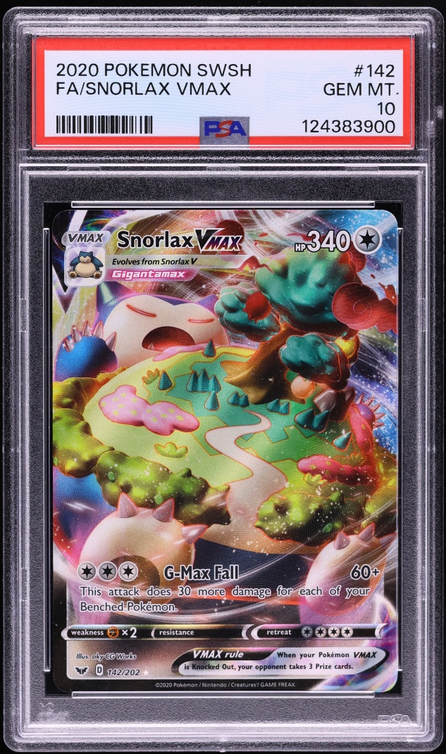 2020 Pokemon Sword & Shield Full Art Snorlax VMAX #142 PSA 10 GEM MINT