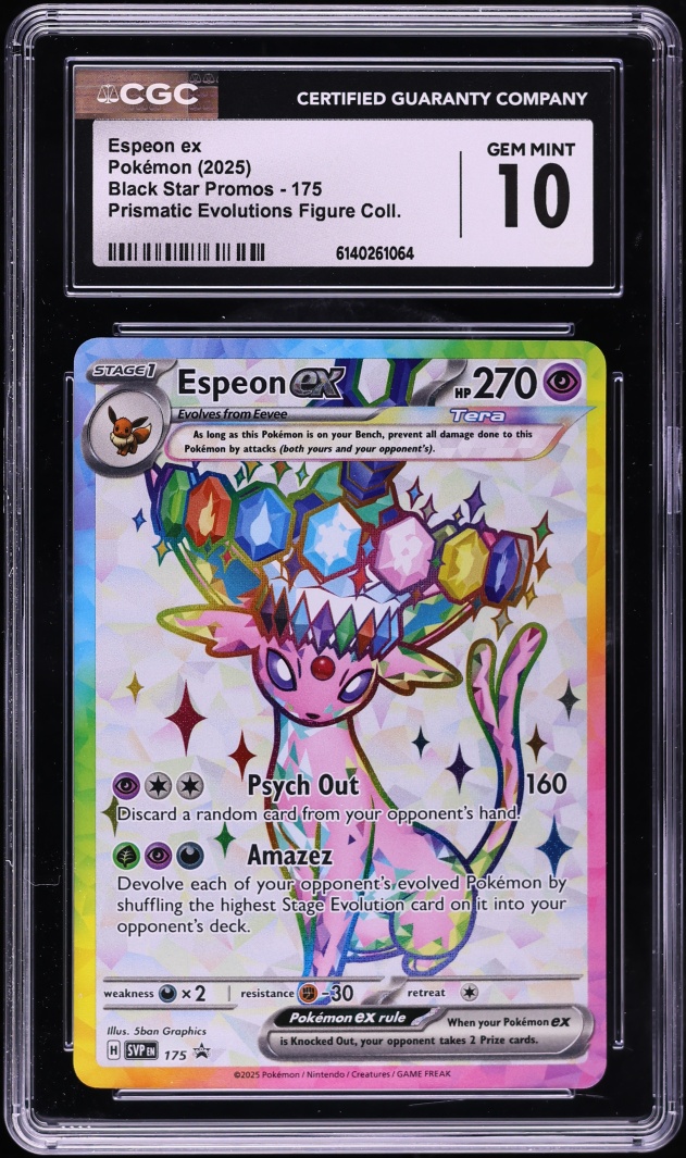 2025 Pokemon SV Promo Prismatic Evolutions Figure Full Art Espeon EX #175 CGC 10 GEM MINT