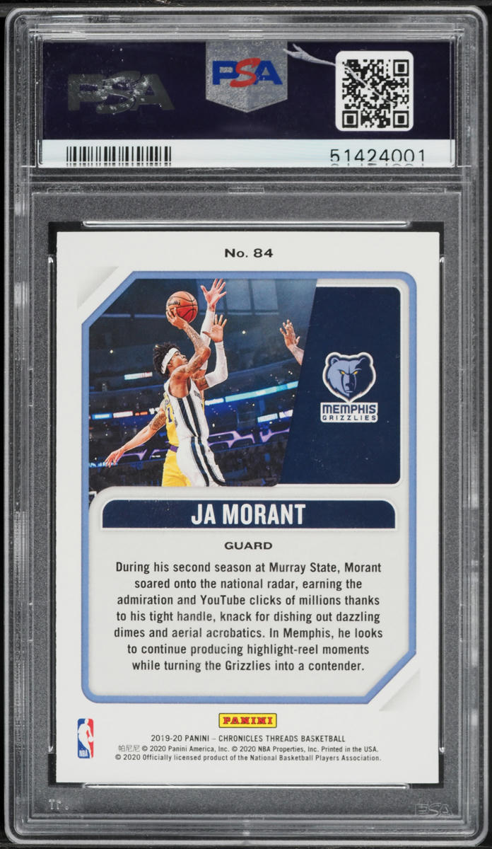 2019 Panini Chronicles Threads Ja Morant ROOKIE #84 PSA 10 GEM MINT